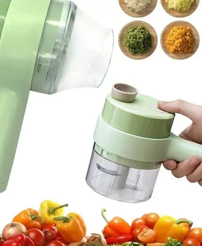 Picatodo de Cocina Portátil 4 en 1 Recargable | Cortador & Procesador de Alimentos