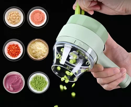 Picatodo de Cocina Portátil 4 en 1 Recargable | Cortador & Procesador de Alimentos