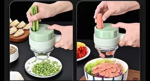 Picatodo de Cocina Portátil 4 en 1 Recargable | Cortador & Procesador de Alimentos