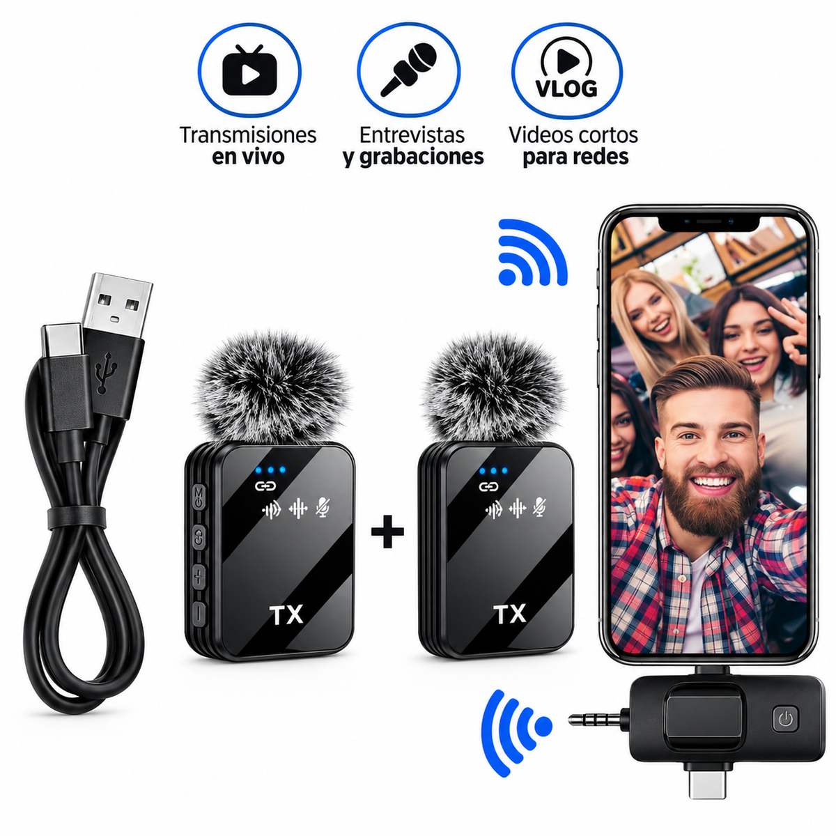 Kit de Micrófonos Inalámbricos Dúo F11-2 Pro | Audio HiFi DSP y Reducción de Ruido para Creadores, Celulares y Cámaras